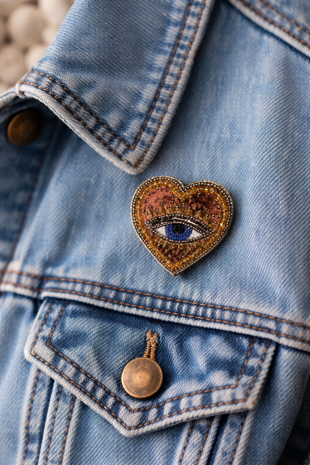 Broche cœur œil protecteur