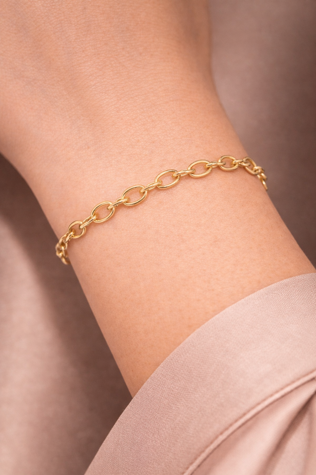 Bracelet chaîne en acier inoxydable doré