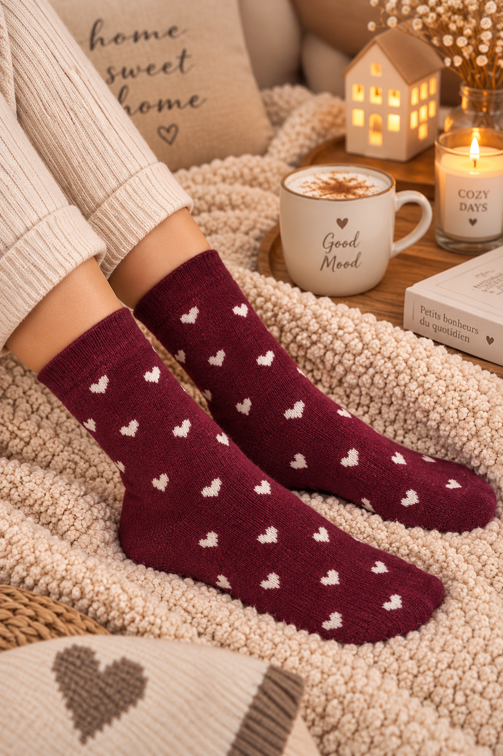 Chaussettes à petits cœurs – 4 coloris