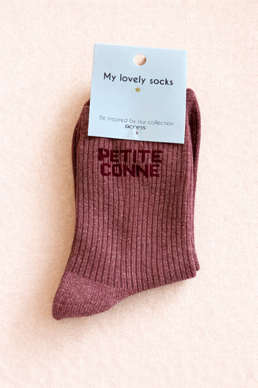 Chaussettes pailletées à message