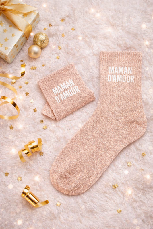 Chaussettes Maman d’amour pailletées