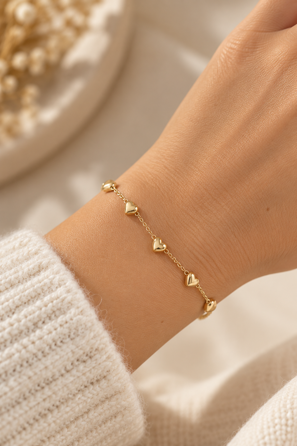 Bracelet cœur en acier inoxydable doré