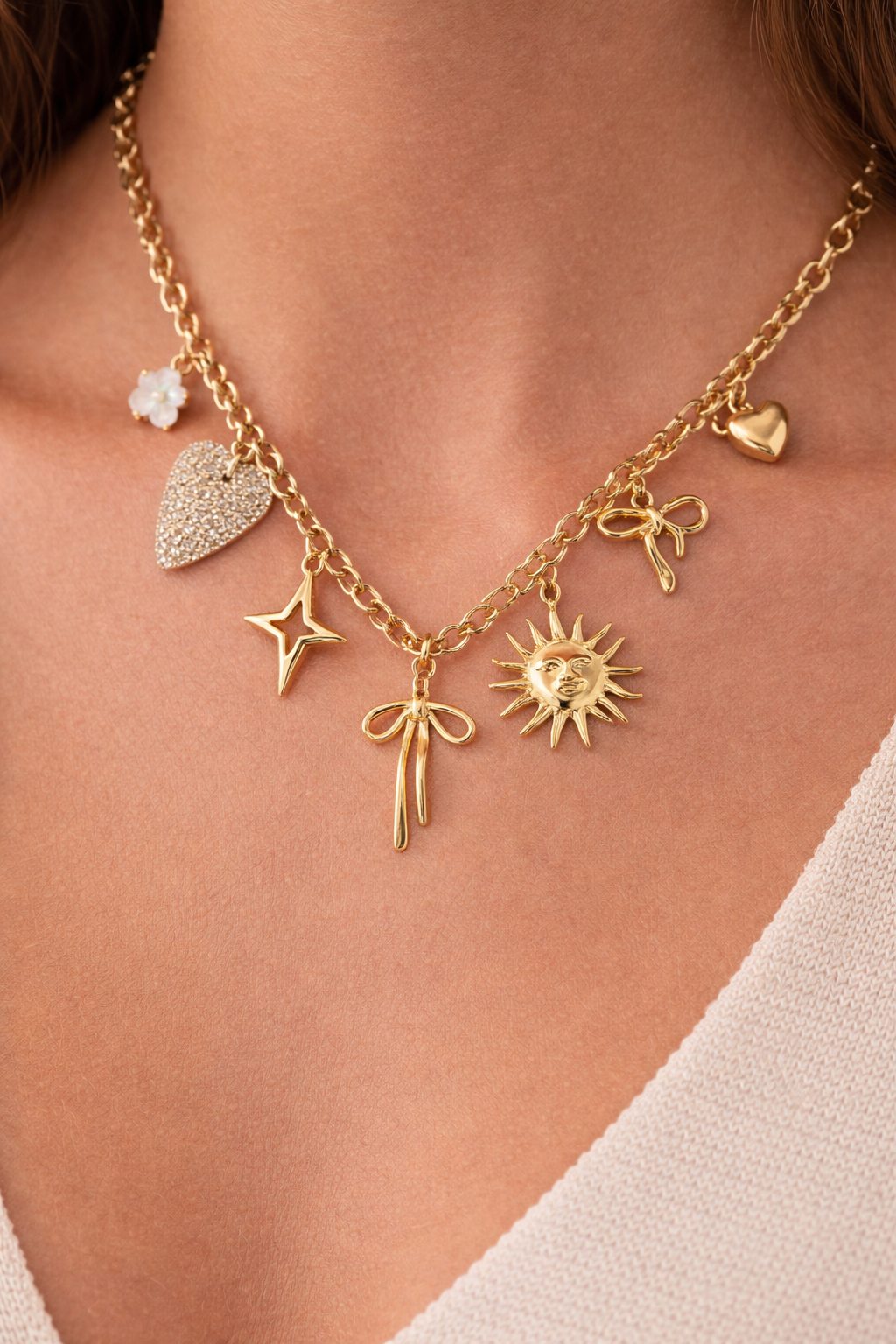 Collier charms doré femme
