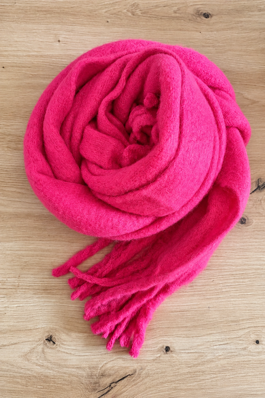 Écharpe fuchsia à franges