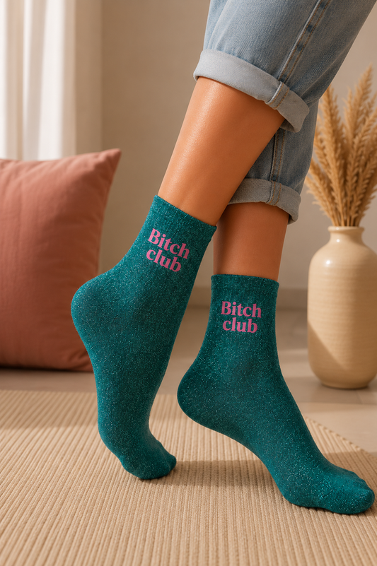 Chaussettes à paillettes " Bitch club "