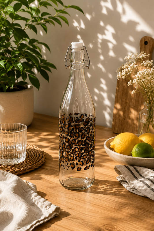 Bouteille en verre léopard