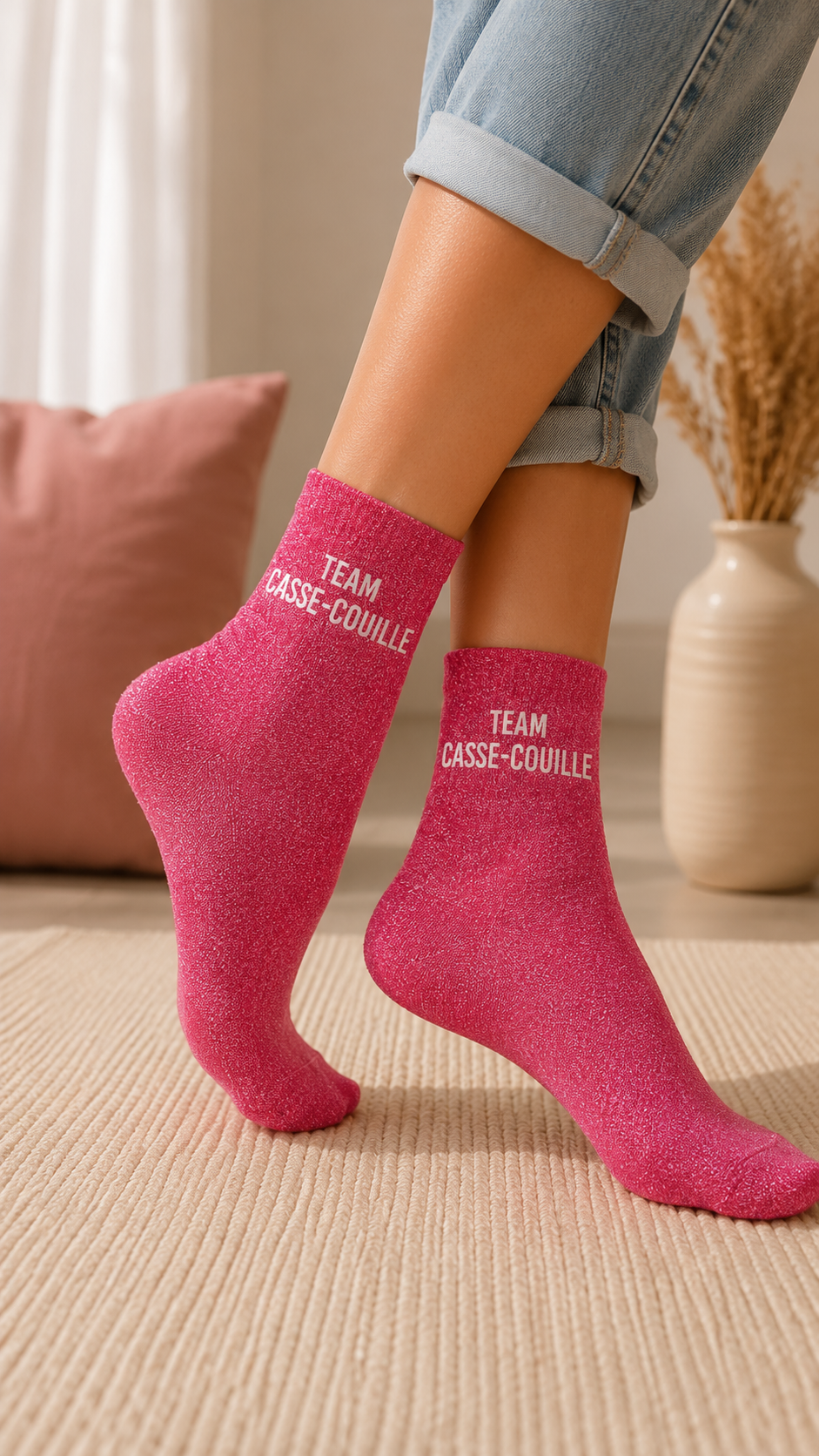 Chaussettes à paillettes " Team casse-couille "