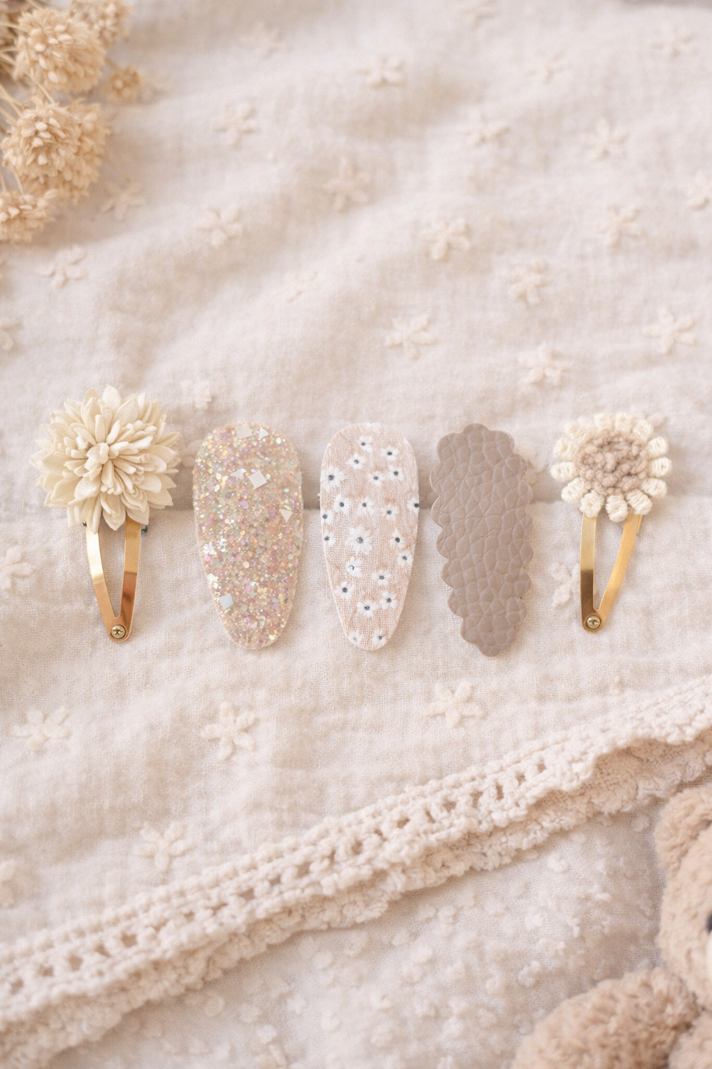 Lot de pinces cheveux fleuries enfant