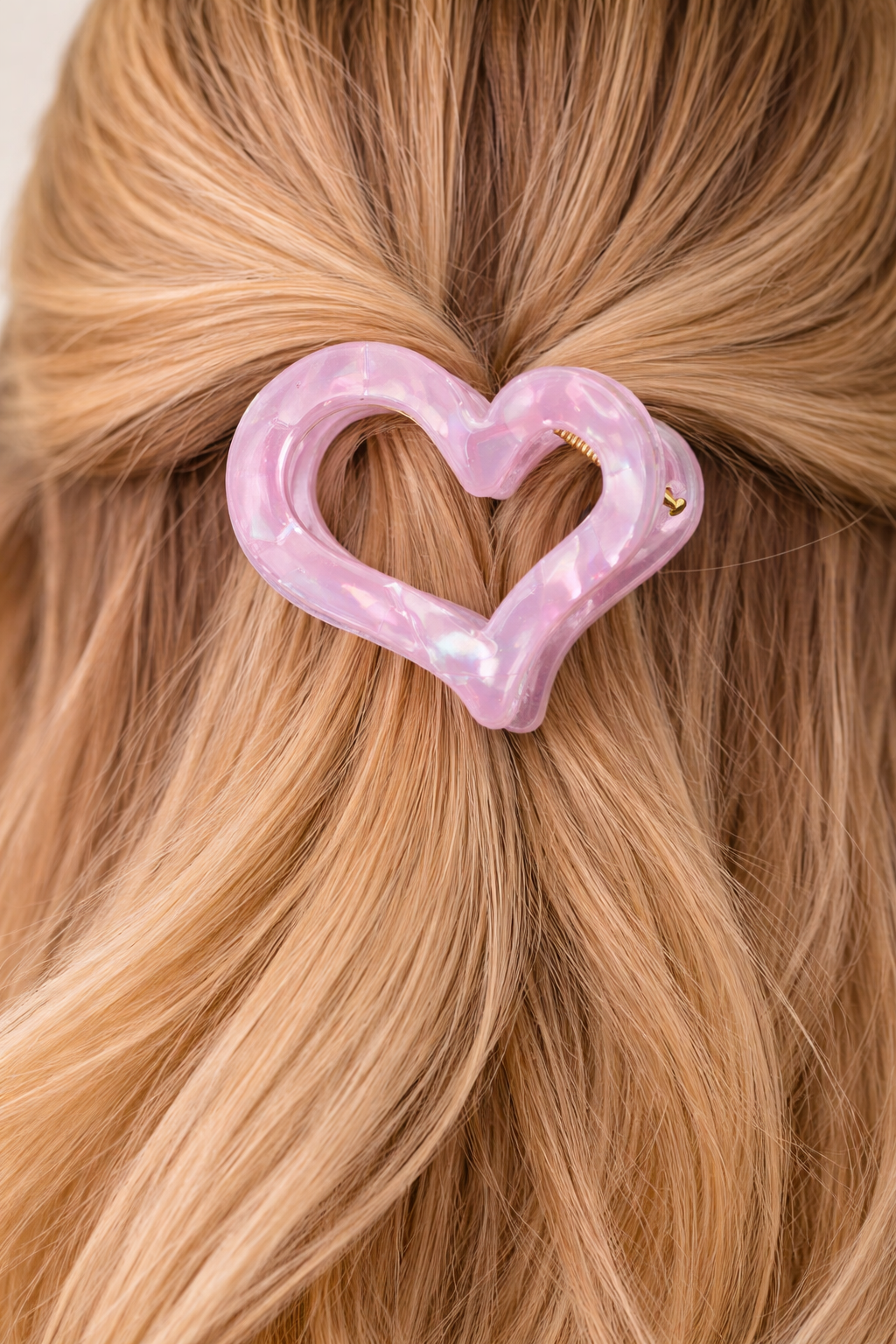 Pince cheveux cœur nacré Mauve