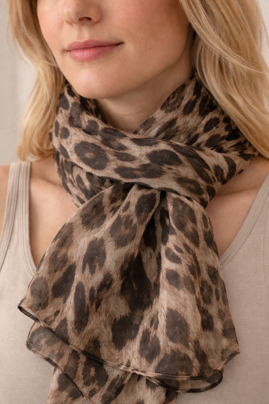 Foulard léopard brun