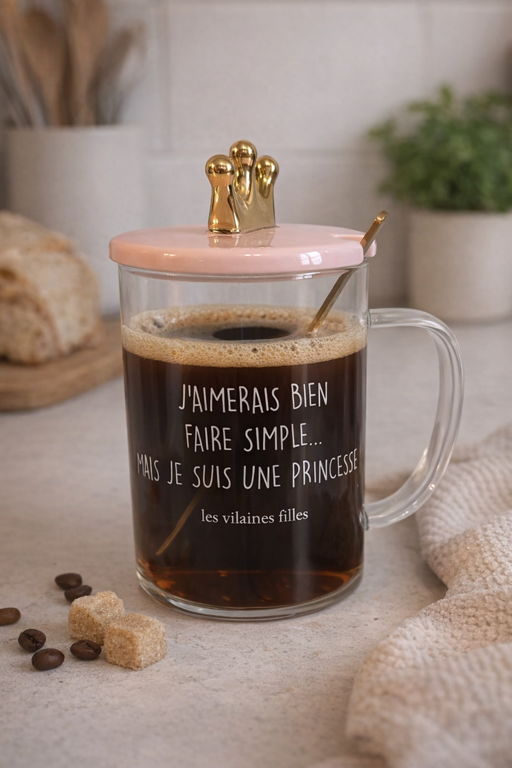 Tasse princesse humour en verre