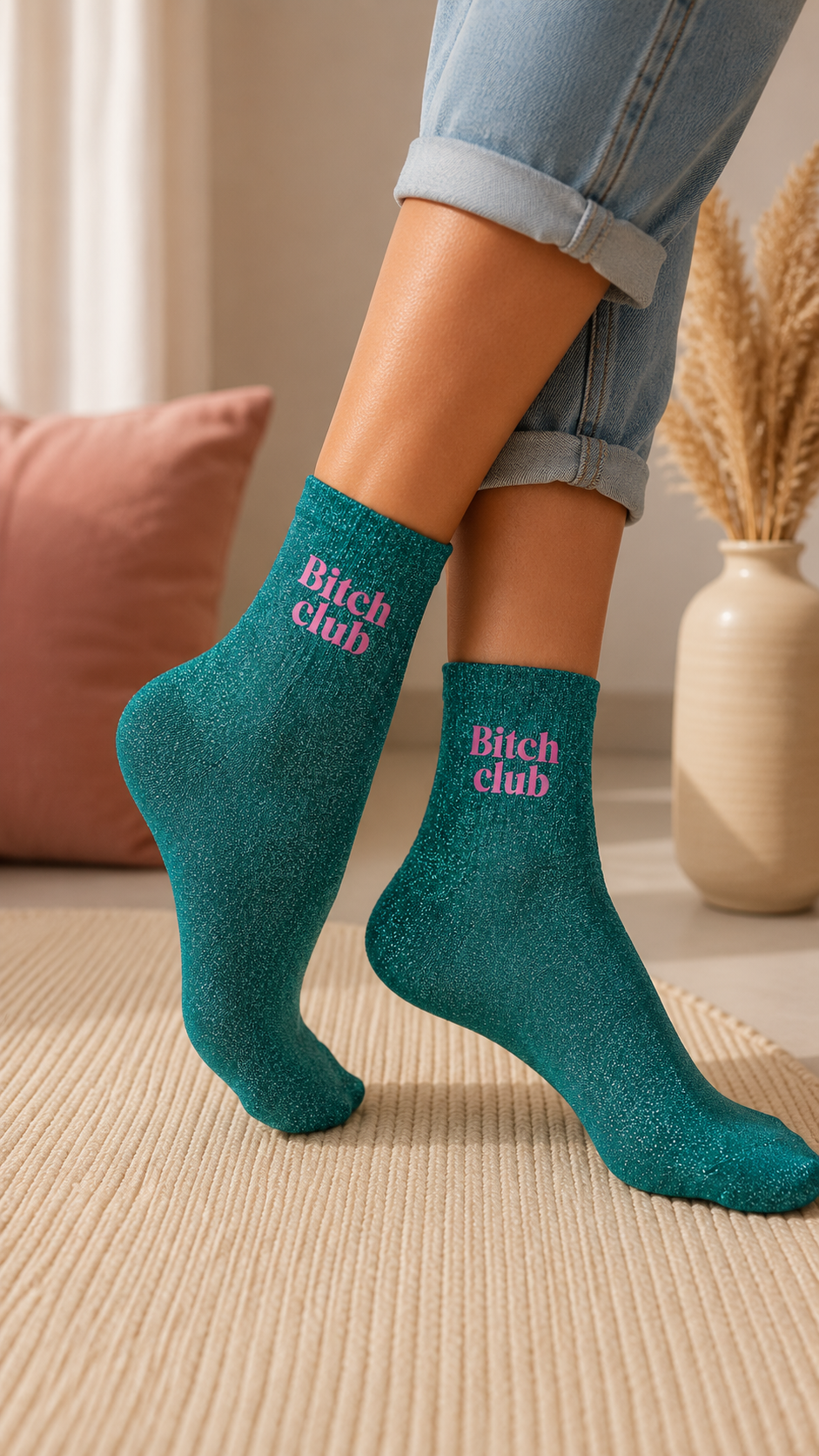 Chaussettes à paillettes " Bitch club "