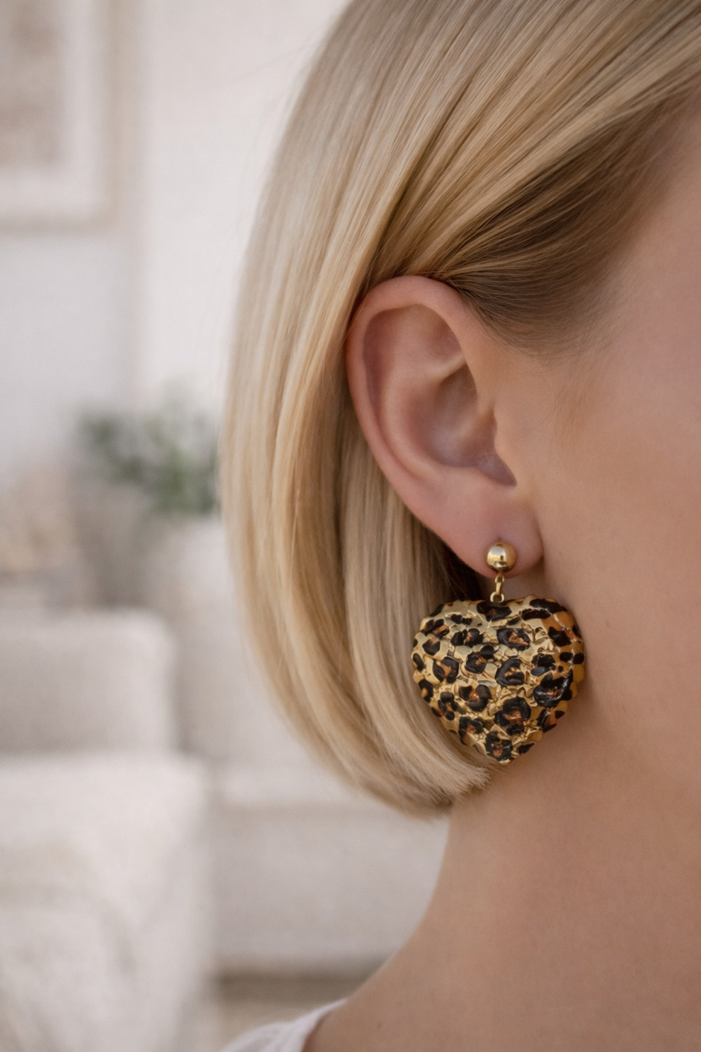 Boucles d’oreilles cœur léopard