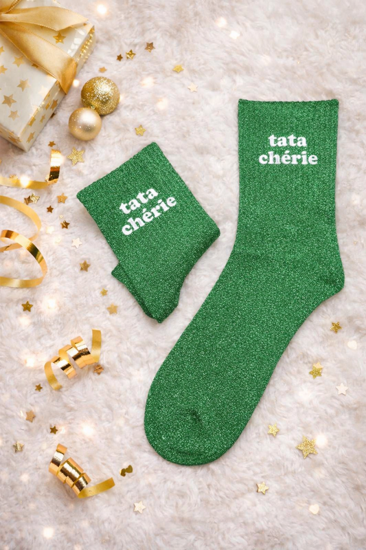 Chaussettes Tata chérie pailletées