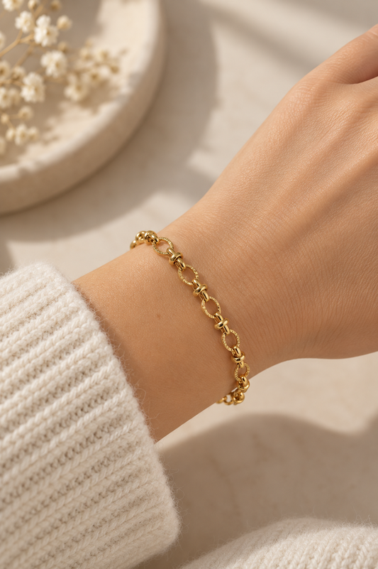 Bracelet chaîne en acier inoxydable doré pour charm's Moyenne maille