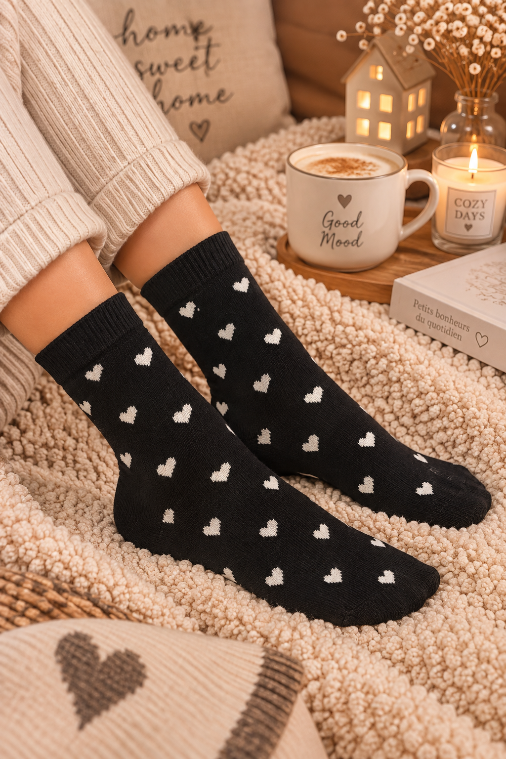 Chaussettes à petits cœurs – 4 coloris