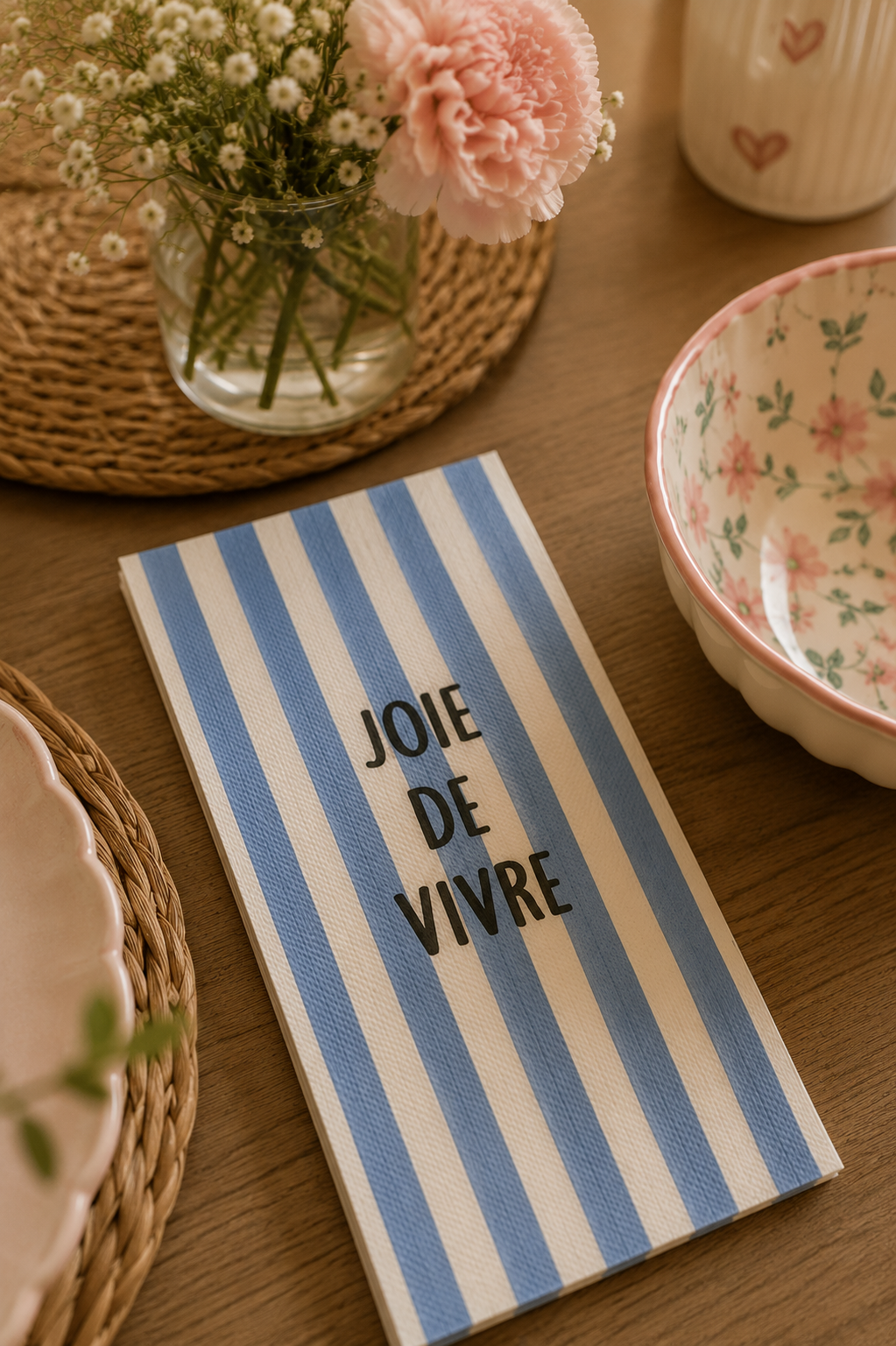 Serviettes en papier “Joie de vivre” Rayures bleues