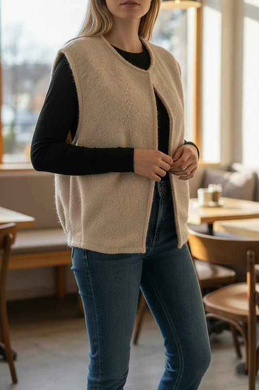 Gilet sans manche beige