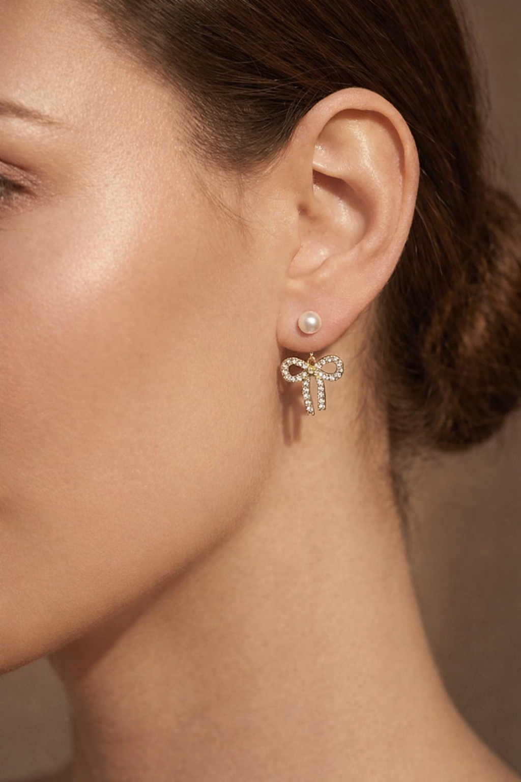Boucles d’oreilles nœud perlé en acier inoxydable