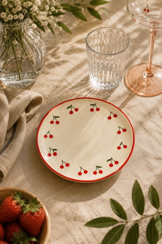 Assiette plate cerise 19 cm
