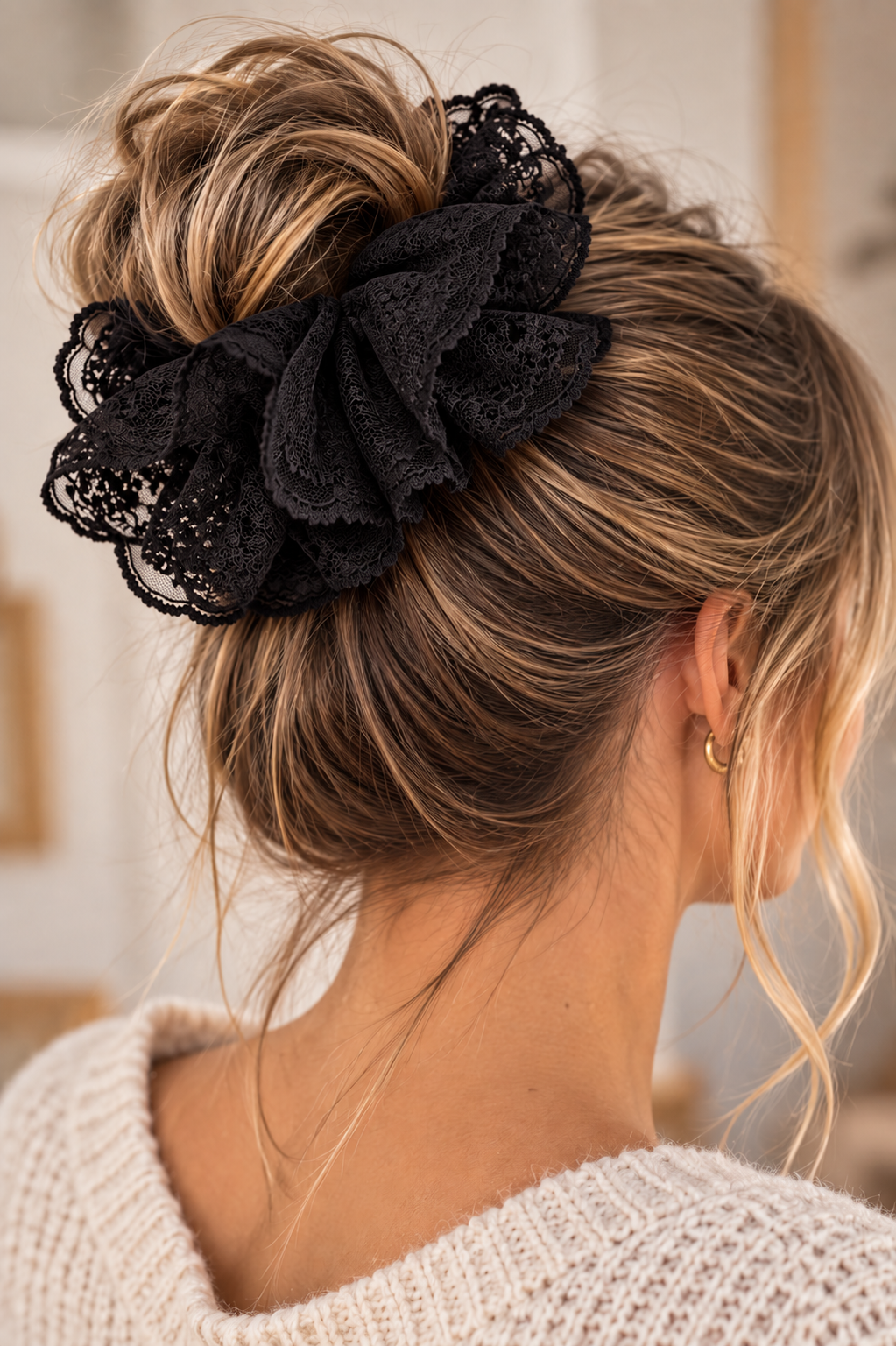 Chouchou Dentelle XXL Noir