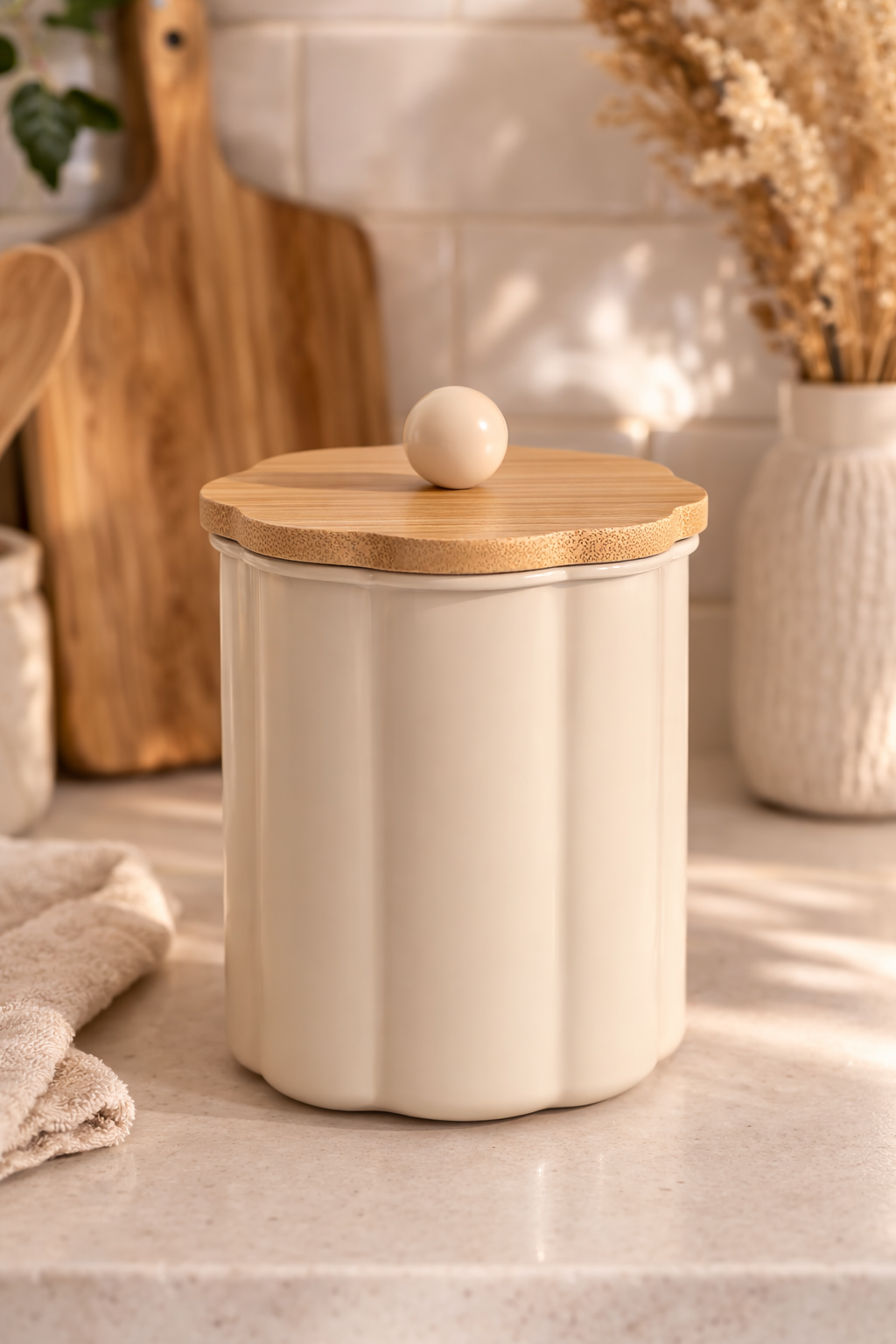 Boîte de conservation en métal avec couvercle bambou