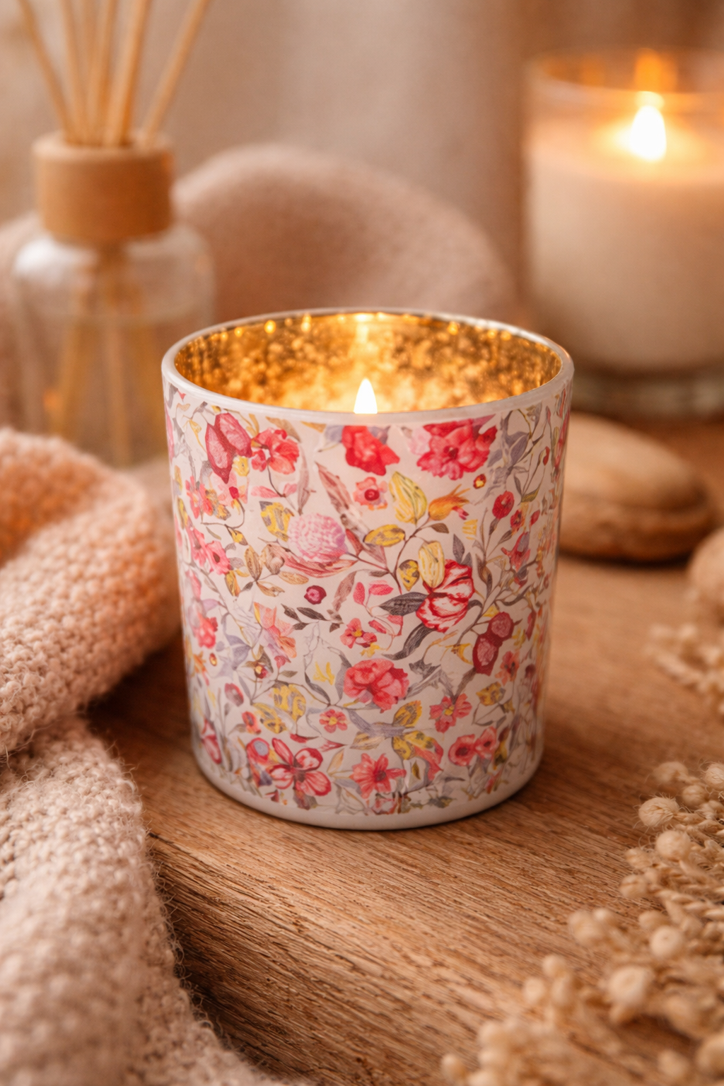 Photophore fleuri décoratif