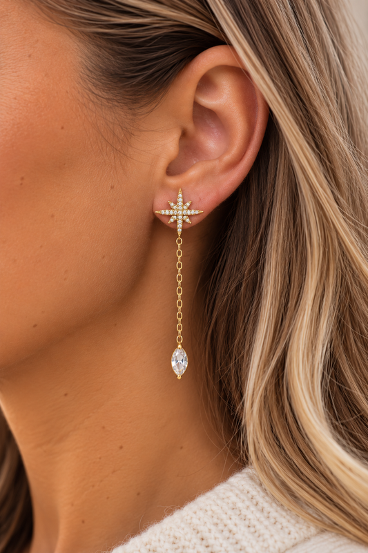 Boucles d’Oreilles Étoiles Scintillantes Dorées