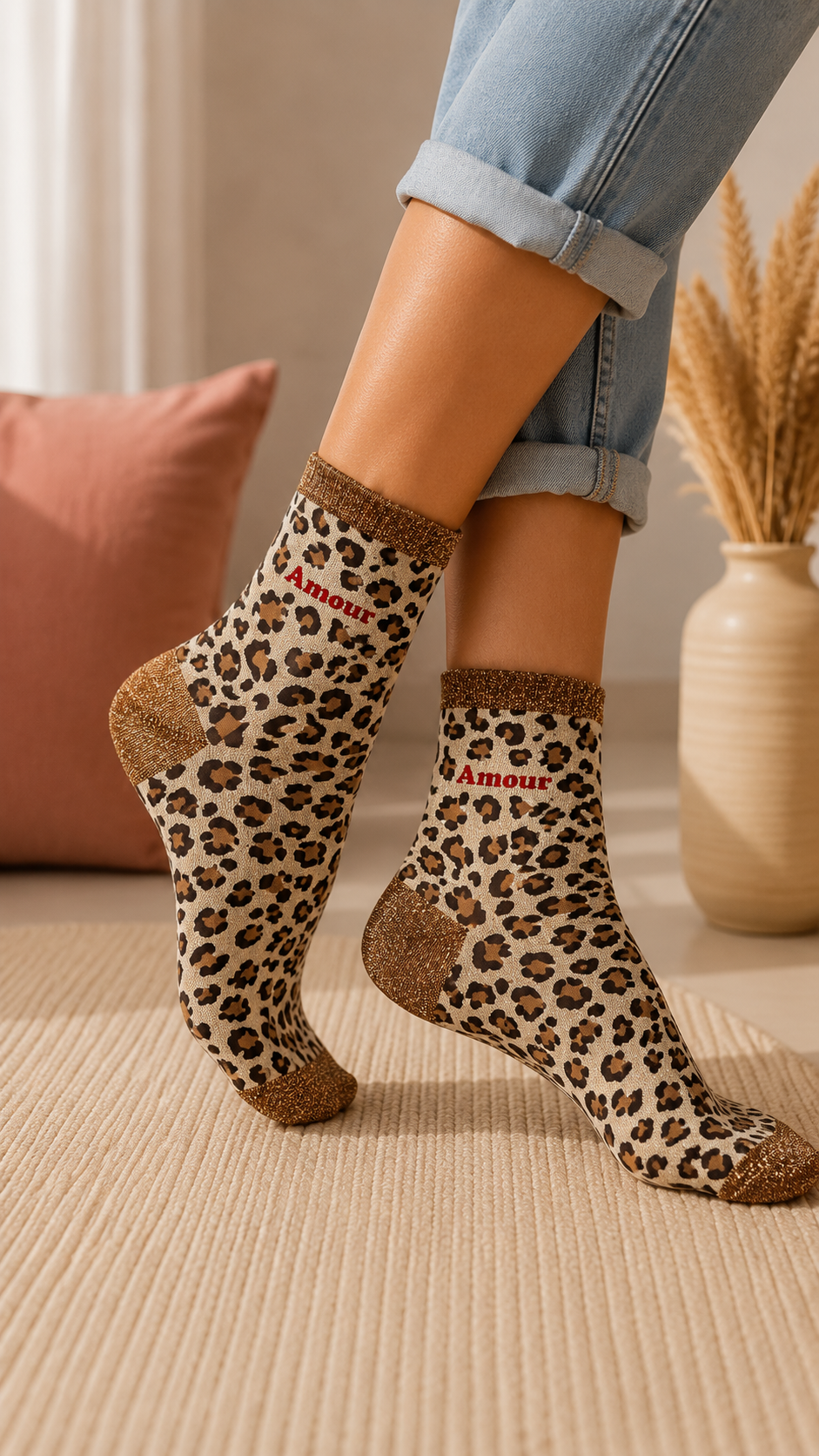 Chaussettes à paillettes " Amour "