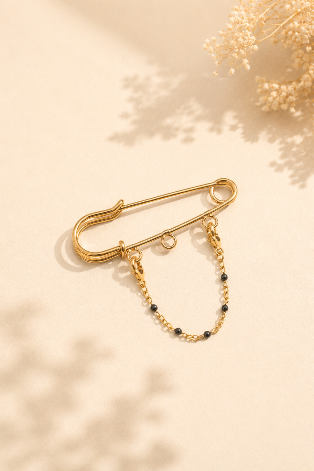 Chaîne pour broche perles noir