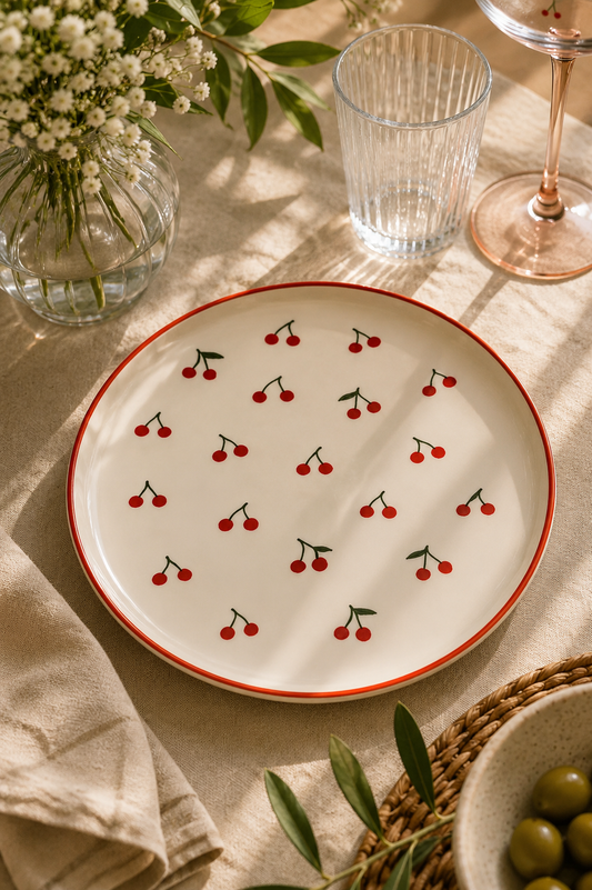 Assiette plate cerises 26 cm