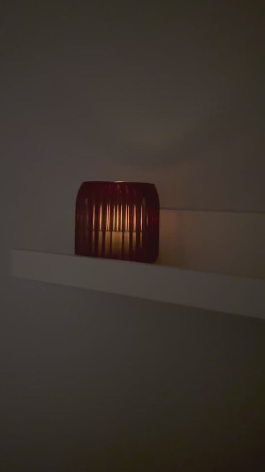 Photophore en verre prune